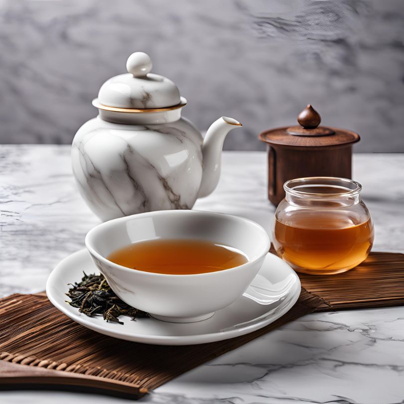 2015 Manzhuan Raw Pu-erh Tea in a white cup near pots