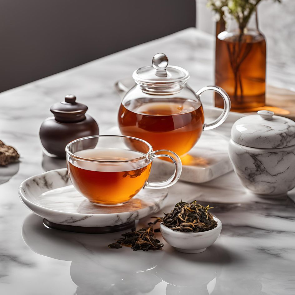 2015 Yiwu Mountain Pu-erh Raw Tea leaves and the tea in a jar and cup