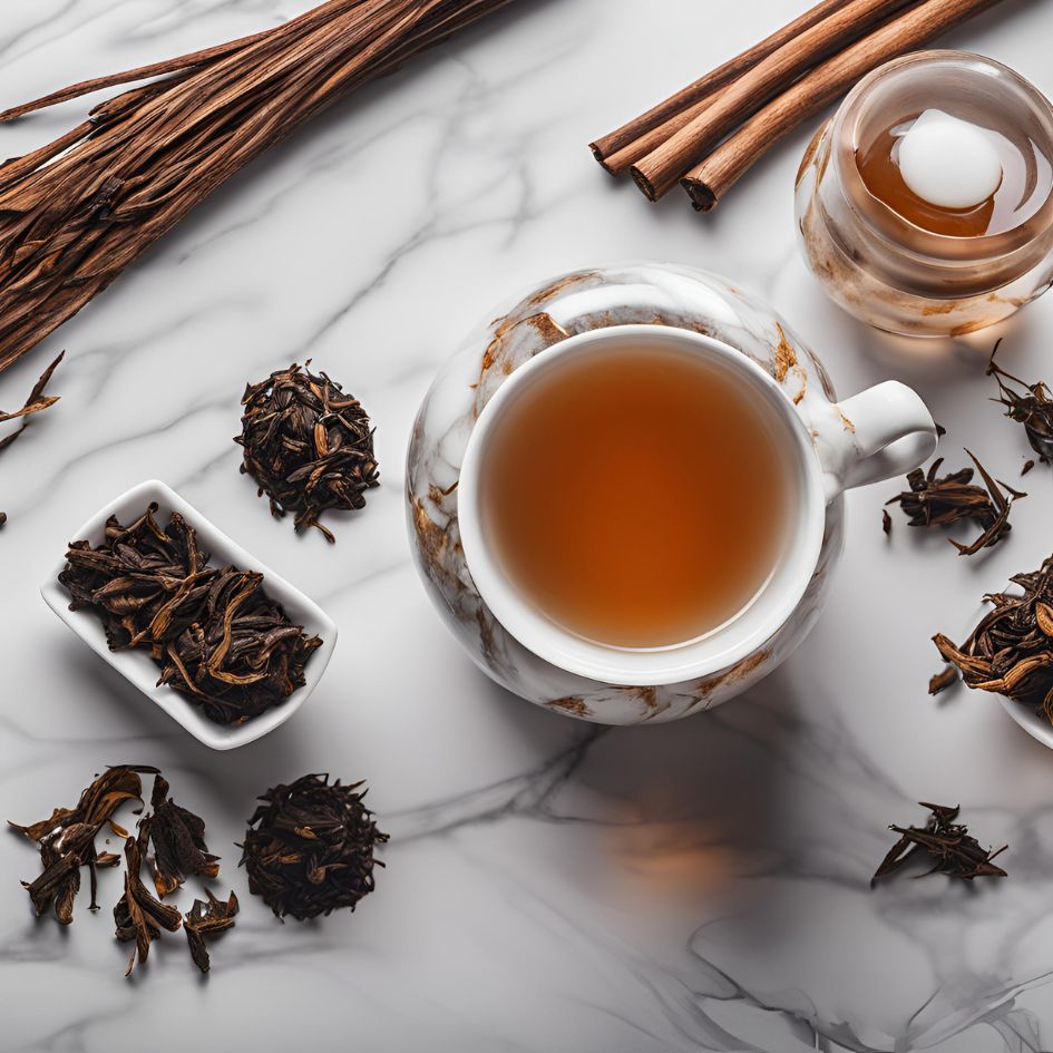 2016 Yiwu Mountain Pu-erh Raw Tea leaves and the tea in a cup