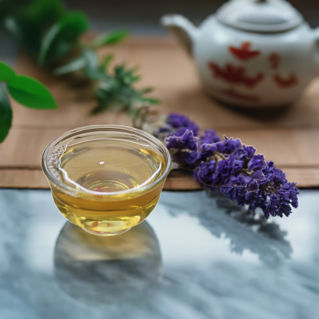 2013 Yiwu Mountain Pu-erh Raw Tea in a glass cup