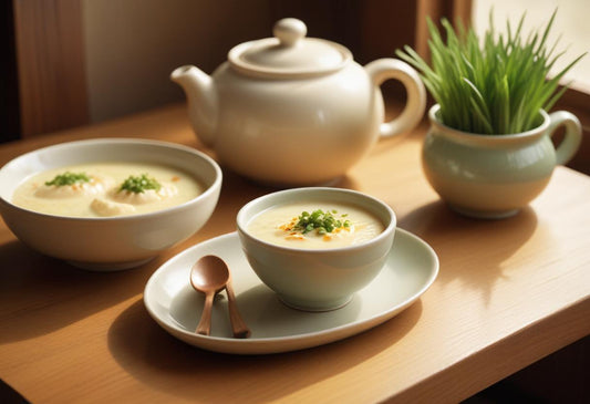 Korean steamed eggs with Pu-erh tea and miso in a bowl