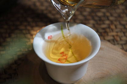 Serving 2012 Yiwu Mountain Pu-erh Tea Raw Tea in a cup